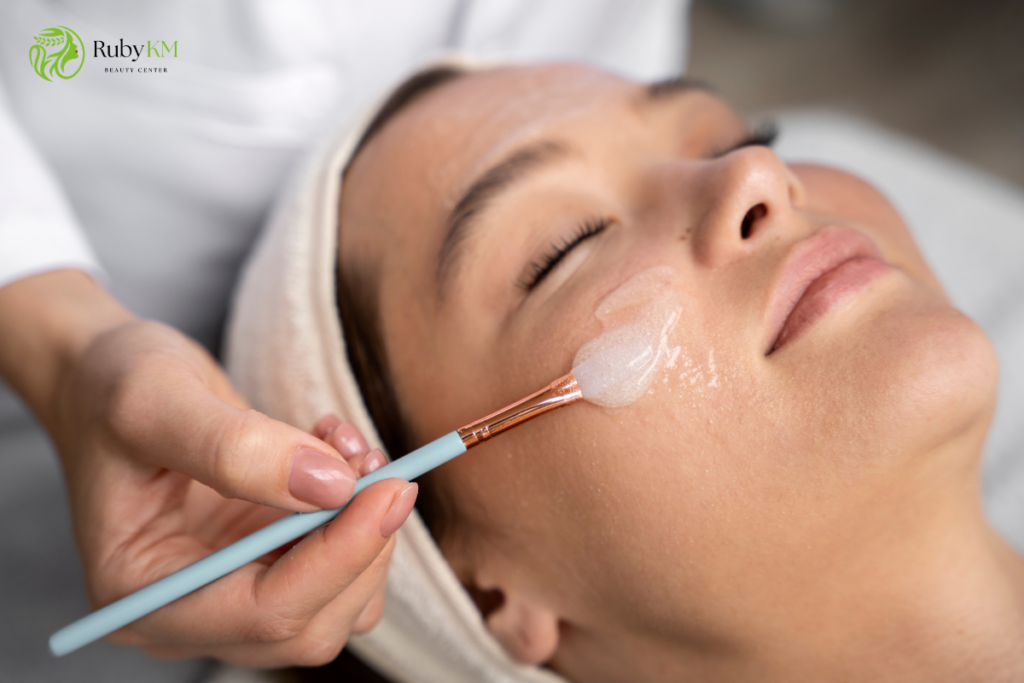 Facial treatment room at a beauty spa